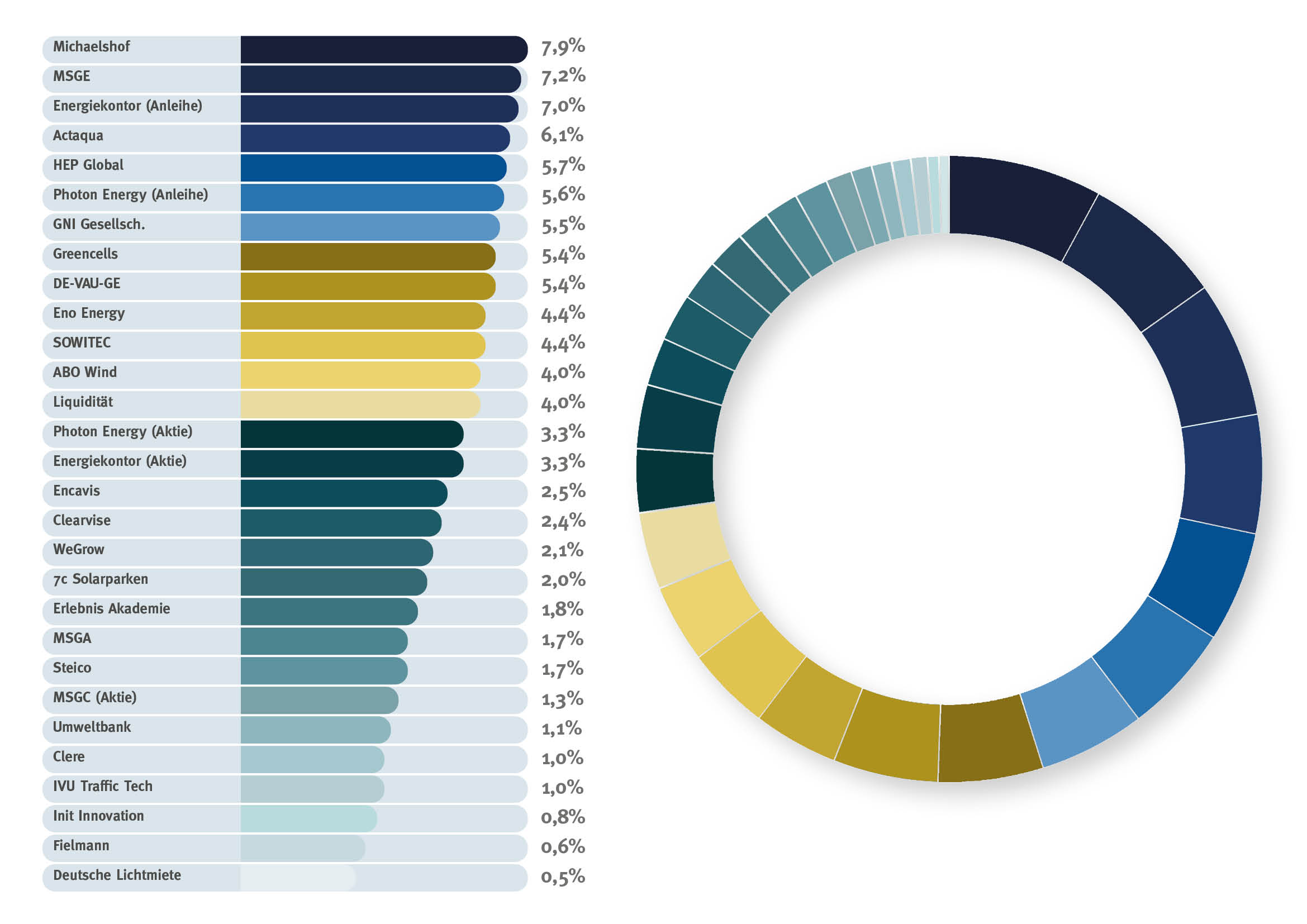 Kuchendiagramm des Stiftungsportfolios