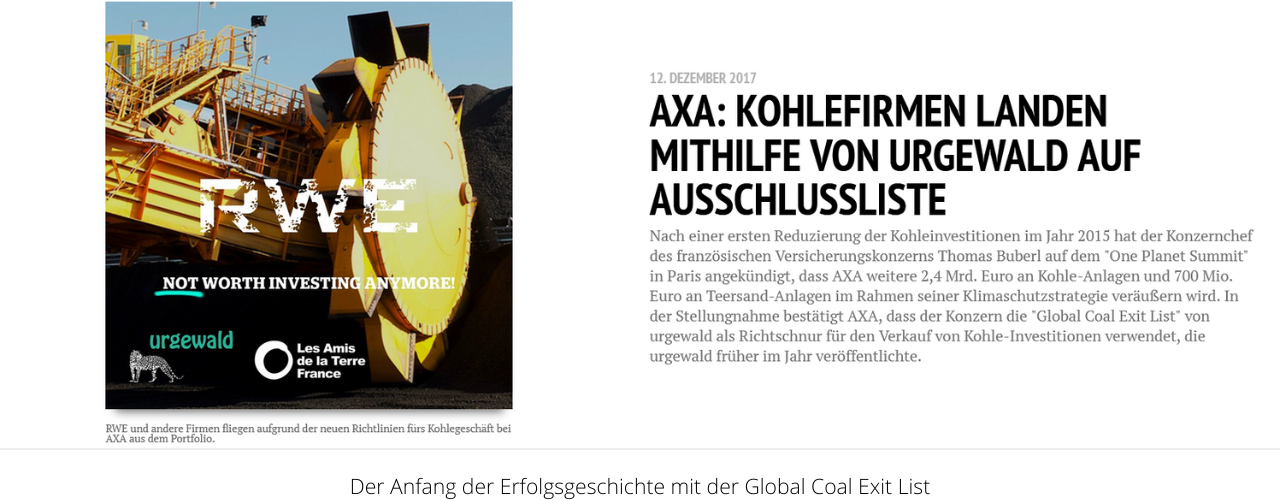 Meldung, dass Axa RWE aus seinem Portfolio wirft