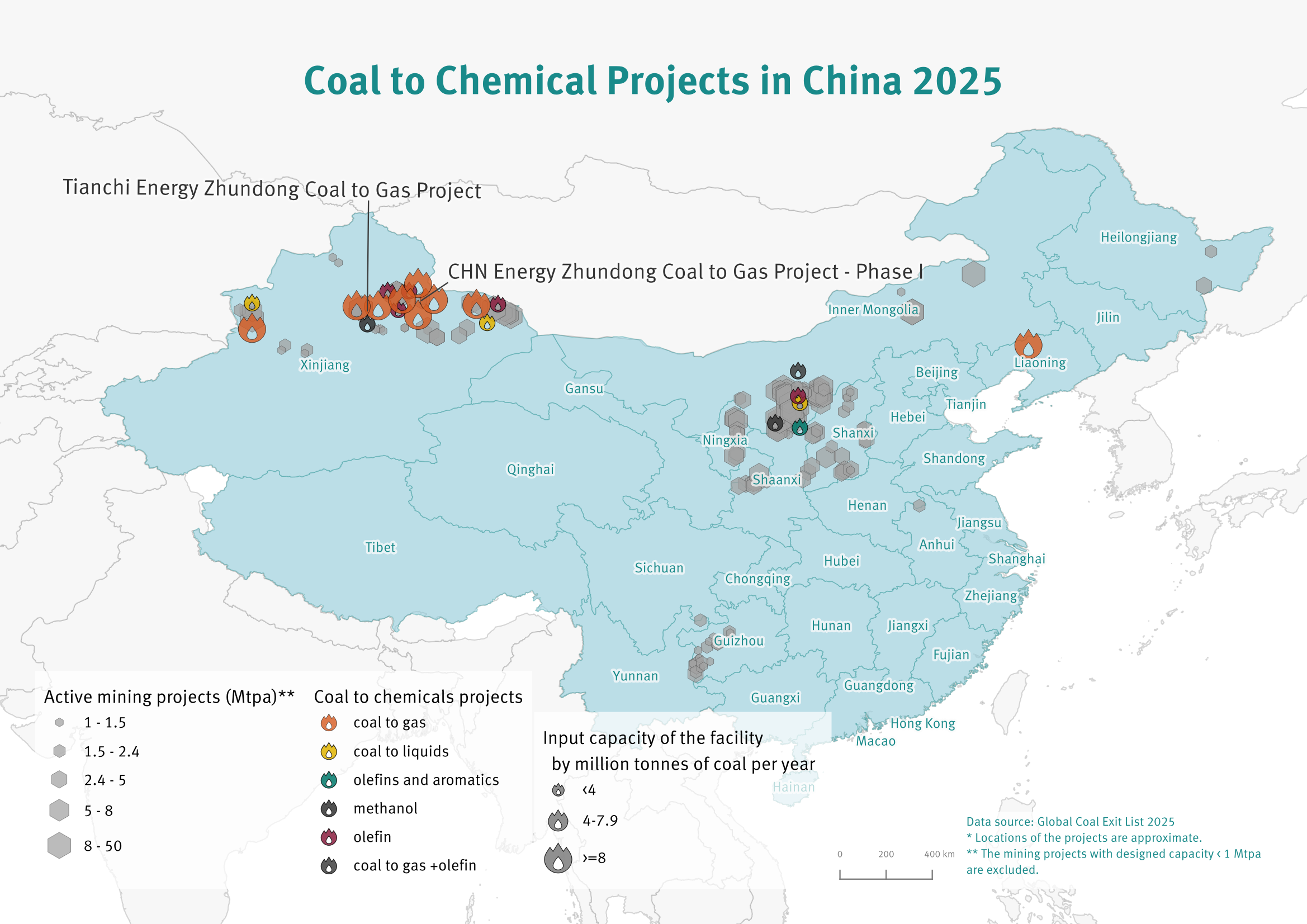 Map: Coal Chemical Projects in China