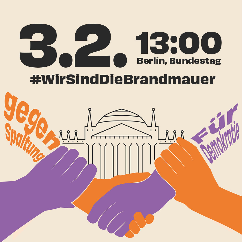 Hand in Hand gegen Spaltung, für Demokratie