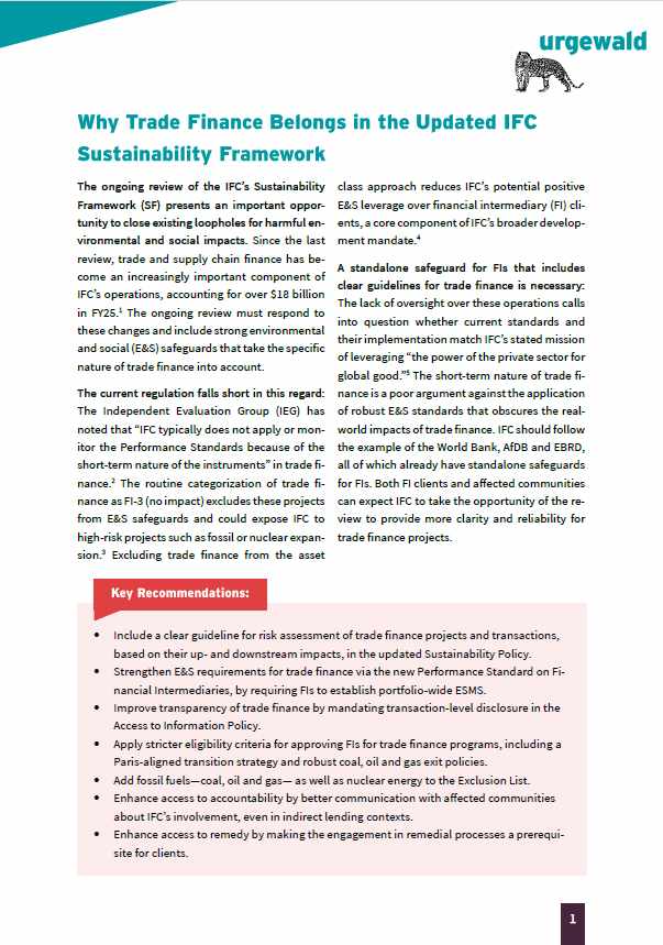 Sustainability Framework Trade Finance Briefing