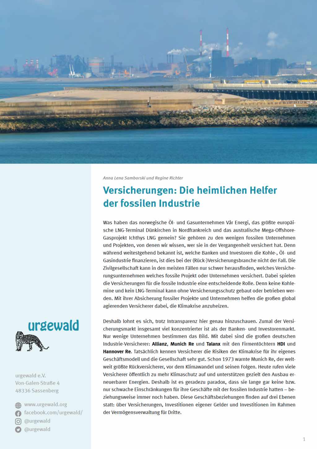 Titelbild Briefing Versicherungen sind heimliche Helfer der fossilen Industrie