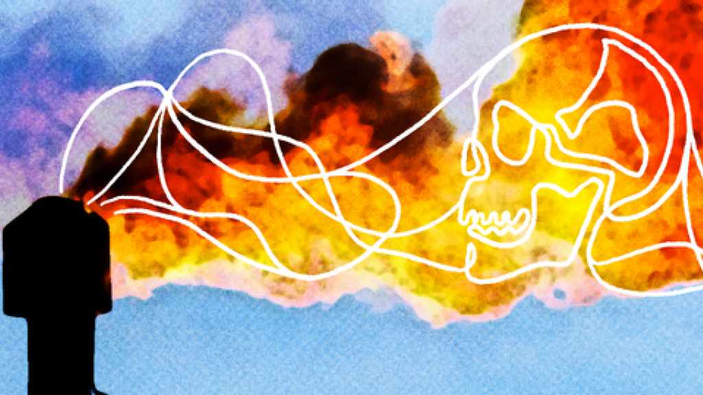 Abfackelndes Gas mit Totenkopf