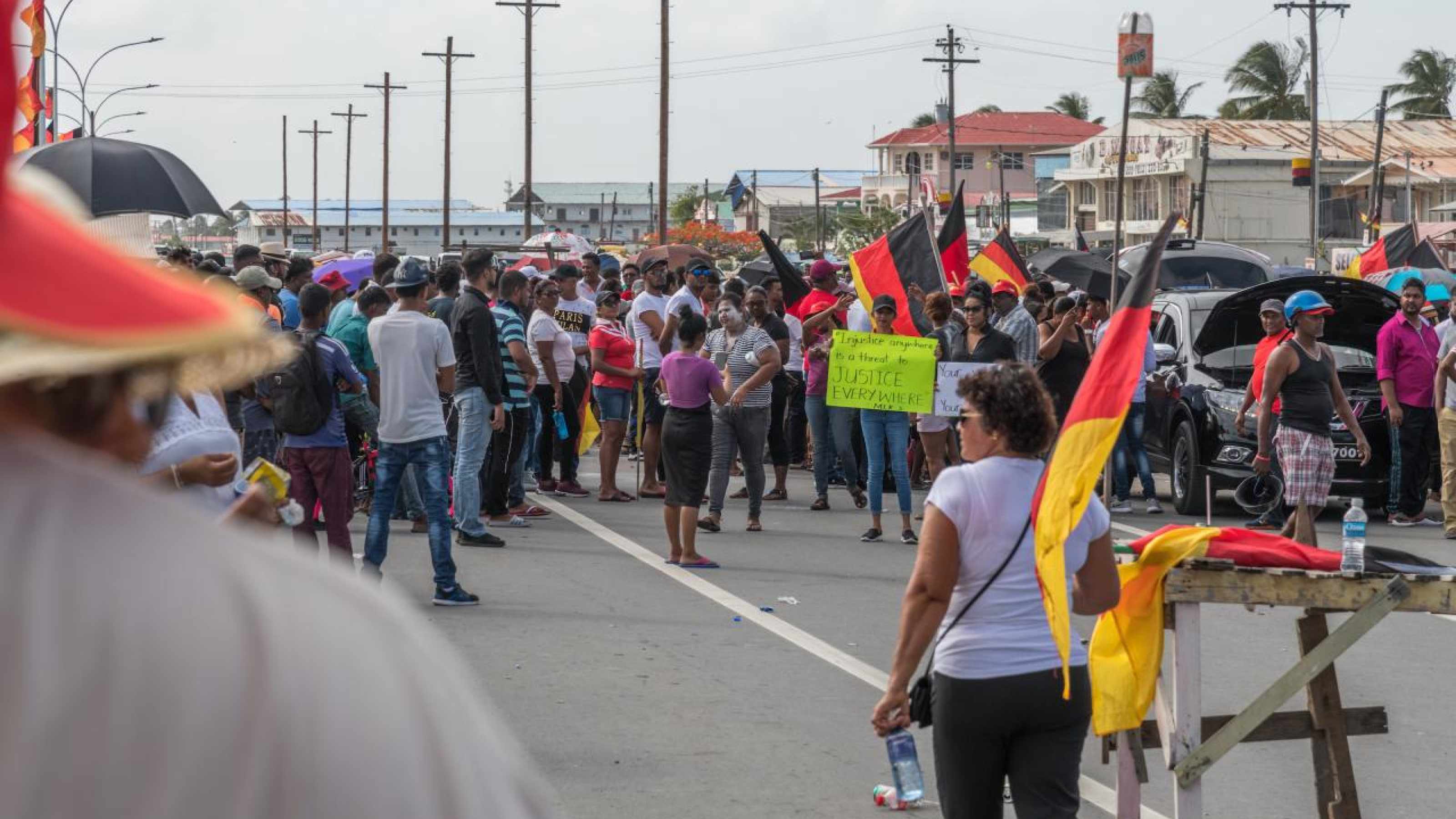 Protests by supporters of the Peoples Progressive Party escalate in the evening.