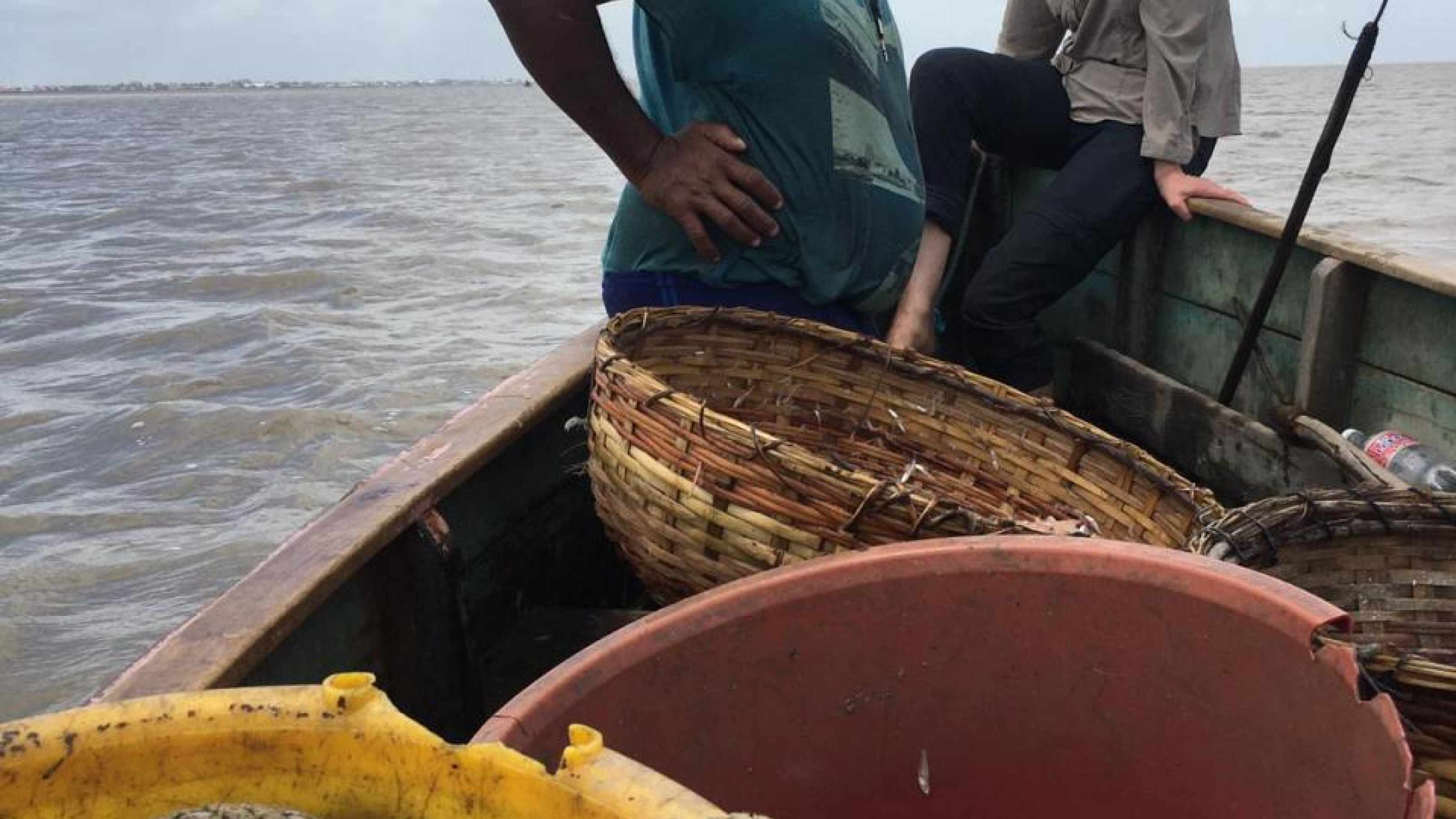 Ute and fisherman on the boat