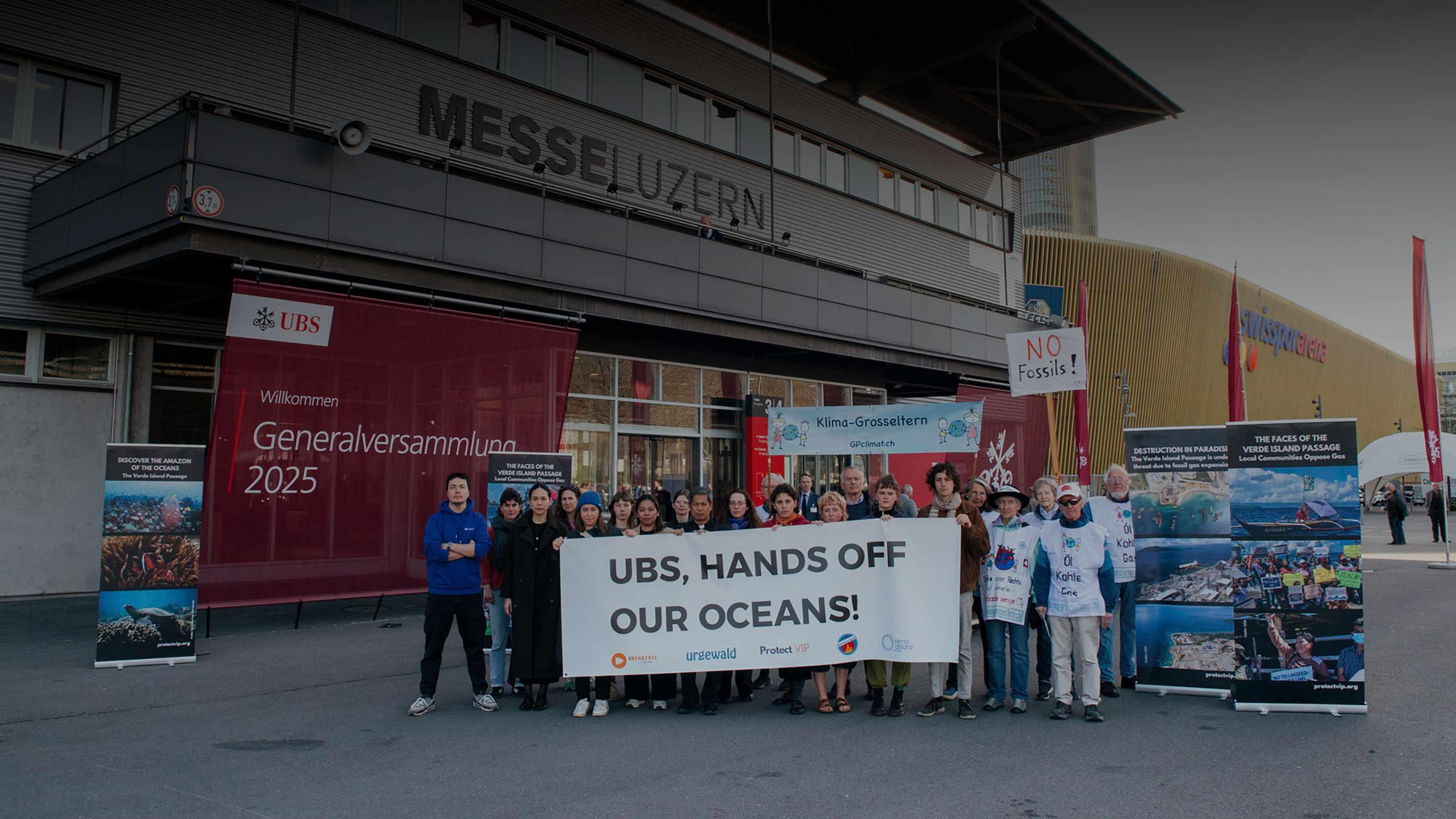 Protest vor UBS Hauptversammlung 2025