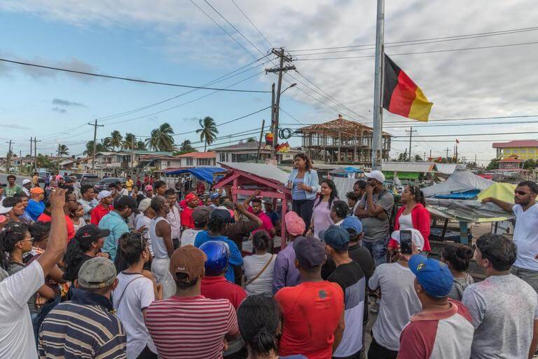 A PPP minister delivers a rousing and scathing speech during the protests against the government party.