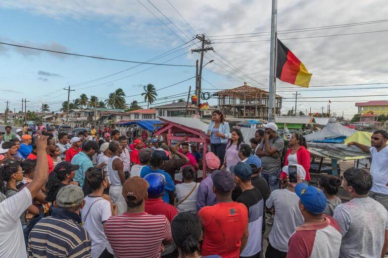 A PPP minister delivers a rousing and scathing speech during the protests against the government party.