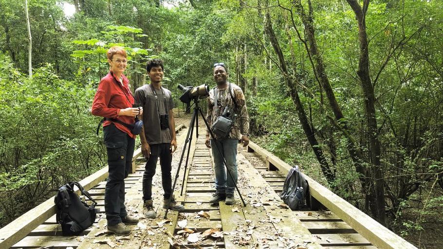 John, Luke and I on the bridge over the dried-up riverbed.