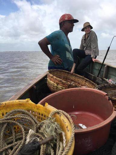 Ute and fisherman on the boat