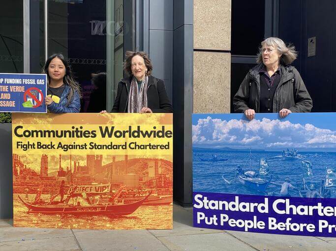 Protest at the Standard Chartered AGM 2024