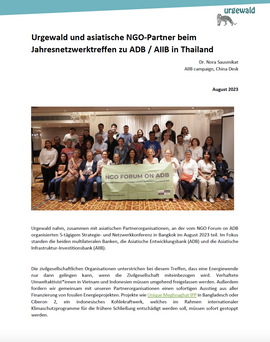 Titelbild Bericht Urgewald und asiatische NGO-Partner beim Jahresnetzwerktreffen zu ADB/AIIB in Thailand