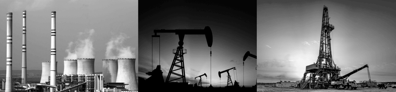 black and white pictures of oil, gas and coalproduction