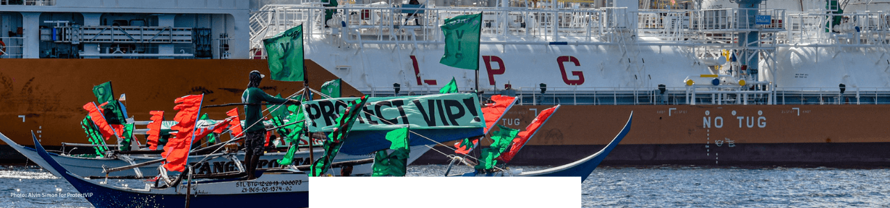 Local Fisherfolk protesting against new fossil gas projects in the Verde Island Passage, Philippines