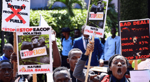 Protesters against the EACOP