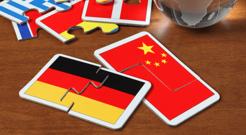 Puzzle China- und Deutschlandflagge