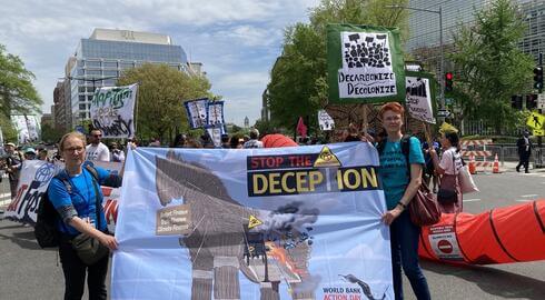 Activists during the World Bank Spring Meetings in April 2023