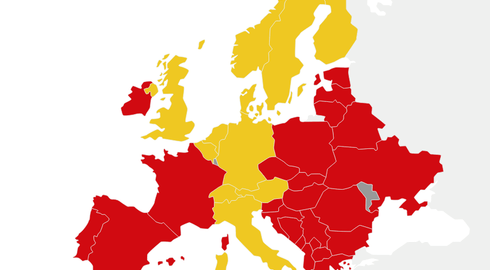 interaktive Karte von Europa, Länder sind unterschiedlich eingefärbt, ja nachdem ob sie Exporteinschränkungen Richting Saudi-Arabien haben
