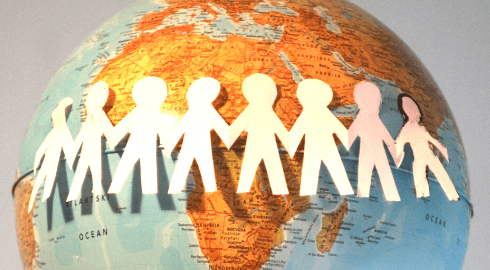 Menschenkette um den Globus